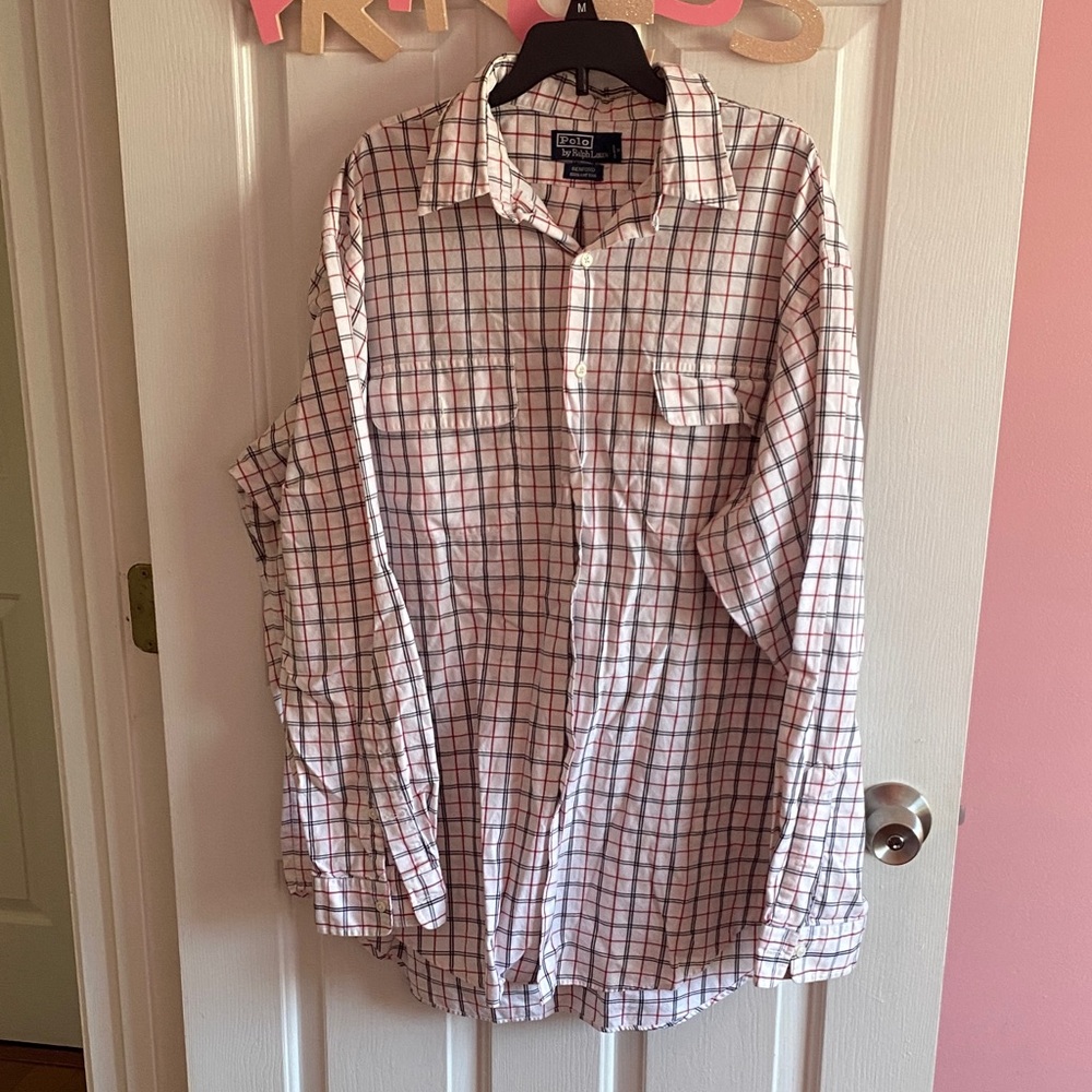 Polo by Ralph Lauren Men's Red and White Checkered Shirt